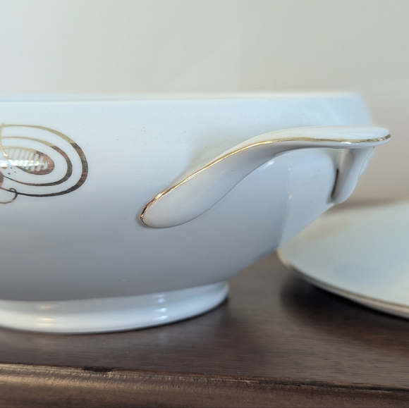 MCM Schirnding Bavaria German Porcelain Tureen - Atomic Gold Geometric - Picture 3 of 9